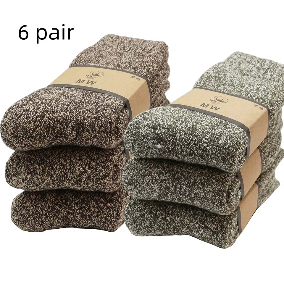 Men's Merino Wool Socks - Premium Quality, Thick and Warm, Retro Harajuku Style, Antifreeze Cashmere - Set of 3 Pairs