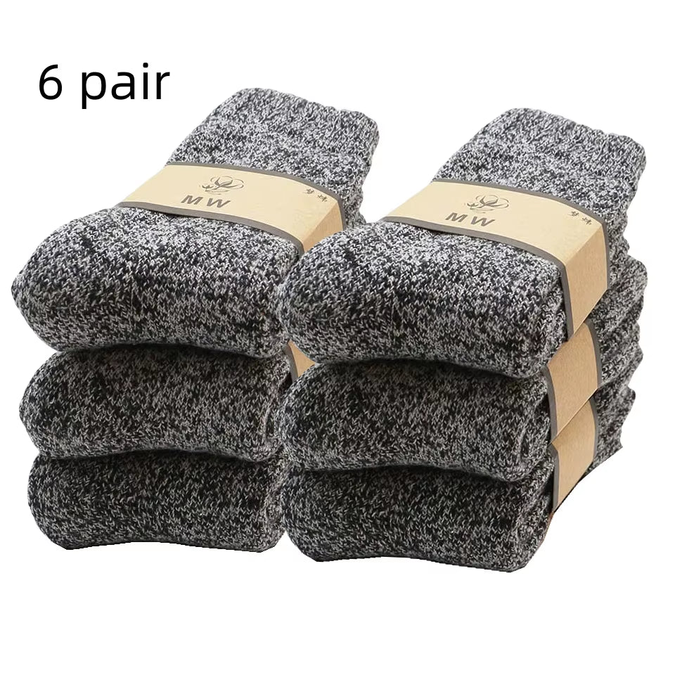 Men's Merino Wool Socks - Premium Quality, Thick and Warm, Retro Harajuku Style, Antifreeze Cashmere - Set of 3 Pairs