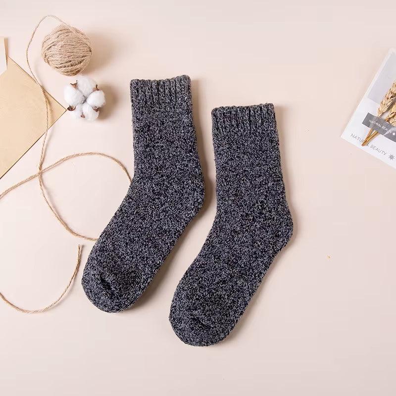 Men's Merino Wool Socks - Premium Quality, Thick and Warm, Retro Harajuku Style, Antifreeze Cashmere - Set of 3 Pairs