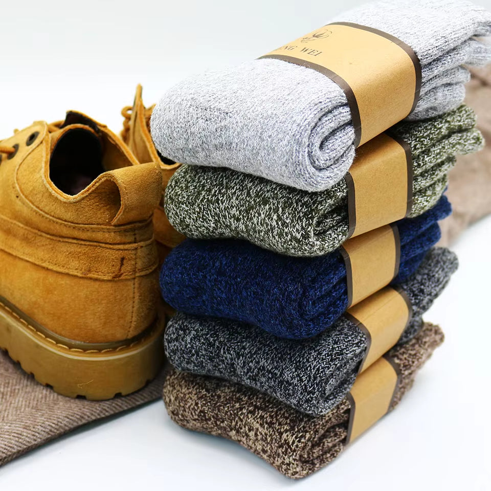 Men's Merino Wool Socks - Premium Quality, Thick and Warm, Retro Harajuku Style, Antifreeze Cashmere - Set of 3 Pairs
