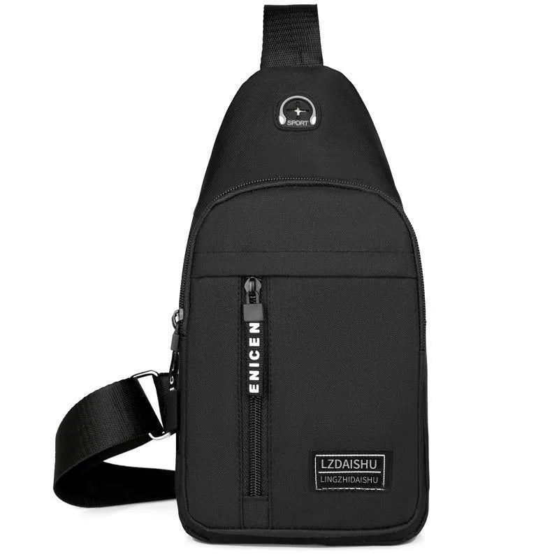 Men's Solid Color Chest Bag - Casual Outdoor Canvas Satchel with Zipper Messenger Design