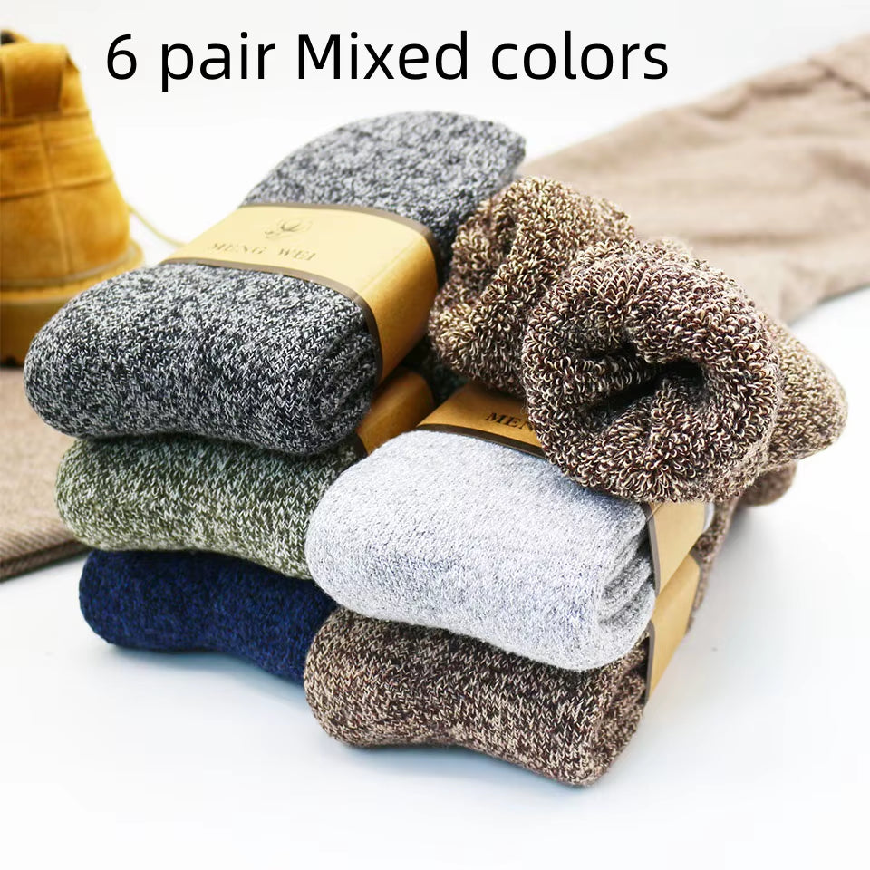 Men's Merino Wool Socks - Premium Quality, Thick and Warm, Retro Harajuku Style, Antifreeze Cashmere - Set of 3 Pairs
