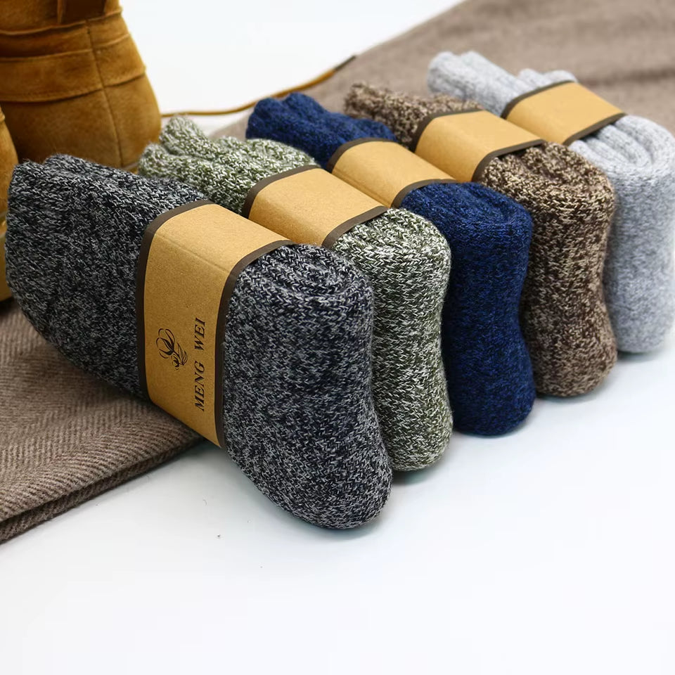 Men's Merino Wool Socks - Premium Quality, Thick and Warm, Retro Harajuku Style, Antifreeze Cashmere - Set of 3 Pairs