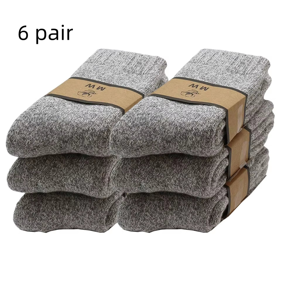 Men's Merino Wool Socks - Premium Quality, Thick and Warm, Retro Harajuku Style, Antifreeze Cashmere - Set of 3 Pairs