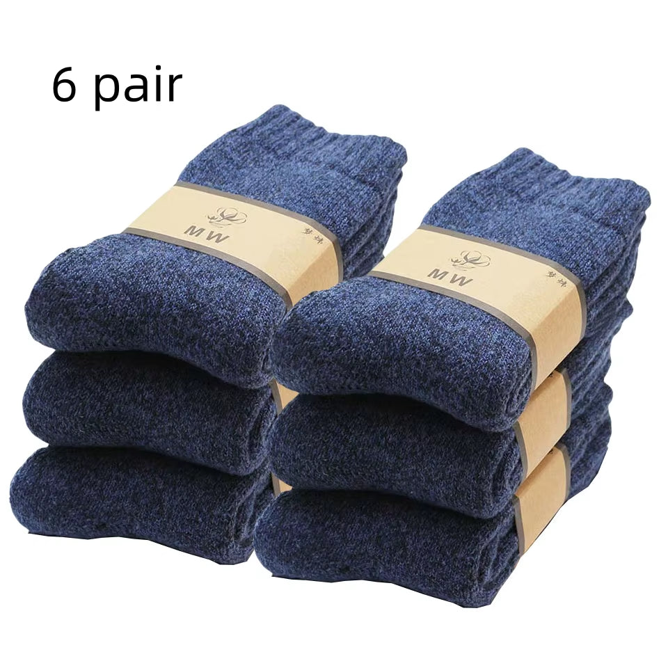 Men's Merino Wool Socks - Premium Quality, Thick and Warm, Retro Harajuku Style, Antifreeze Cashmere - Set of 3 Pairs