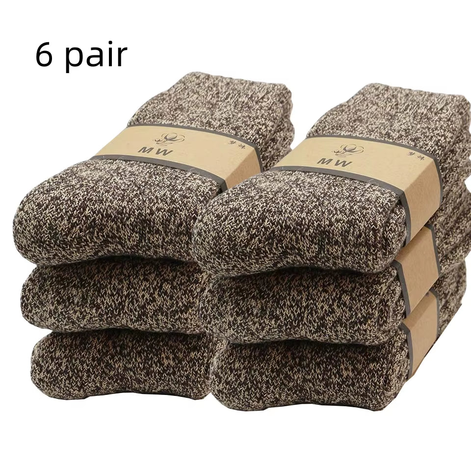Men's Merino Wool Socks - Premium Quality, Thick and Warm, Retro Harajuku Style, Antifreeze Cashmere - Set of 3 Pairs