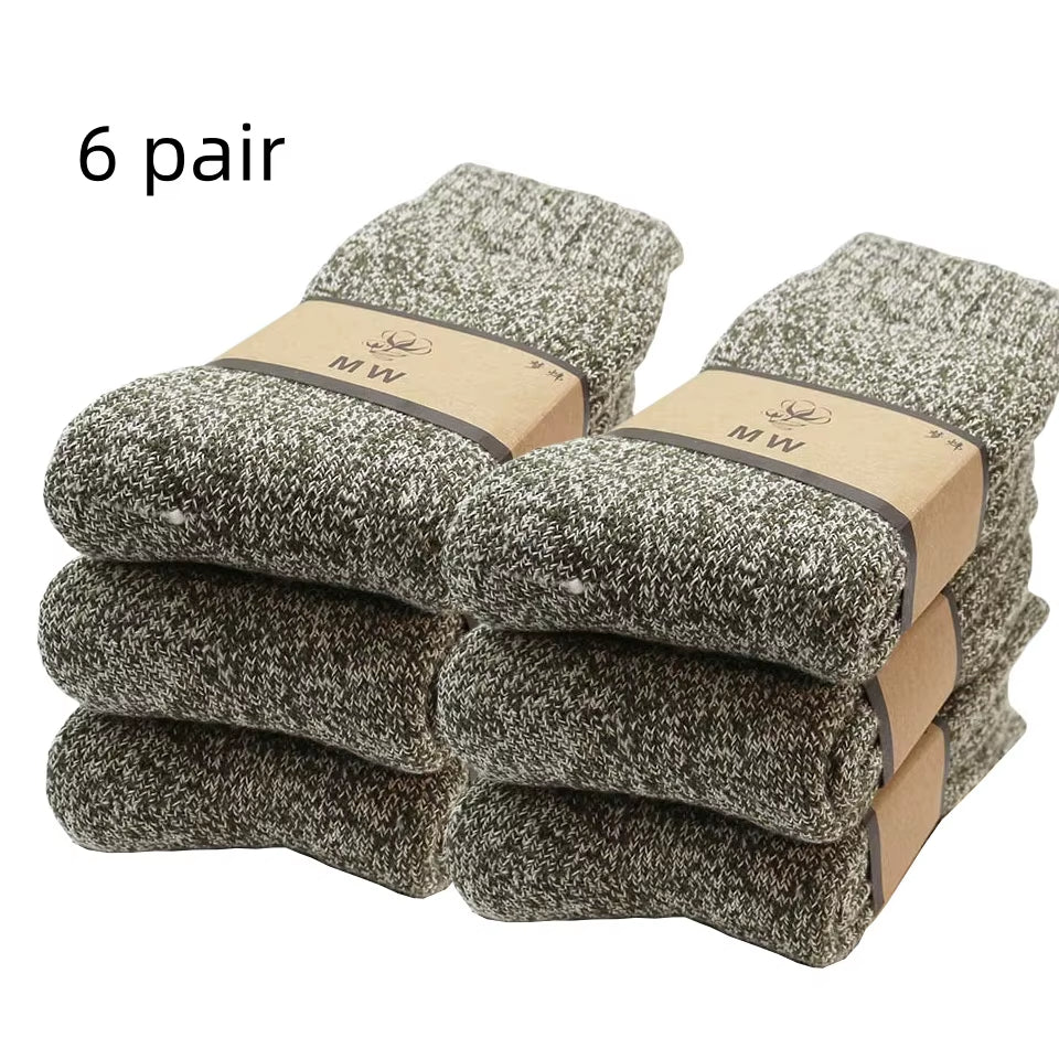 Men's Merino Wool Socks - Premium Quality, Thick and Warm, Retro Harajuku Style, Antifreeze Cashmere - Set of 3 Pairs