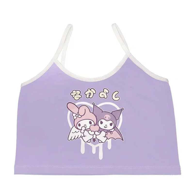 Sanrio Hello Kitty Y2K Aesthetic Crop Top - Kawaii 2000s Blouse Inspired by BTS and Bratz Fashion for Women 2022