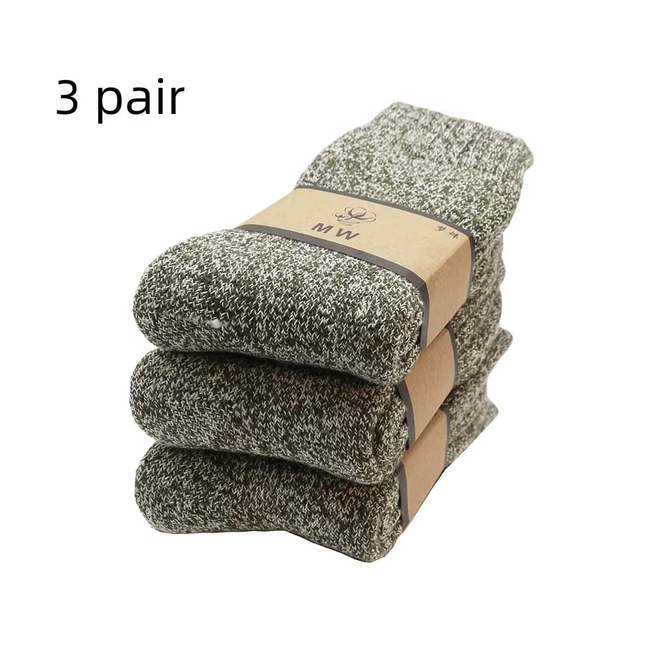 Men's Merino Wool Socks - Premium Quality, Thick and Warm, Retro Harajuku Style, Antifreeze Cashmere - Set of 3 Pairs
