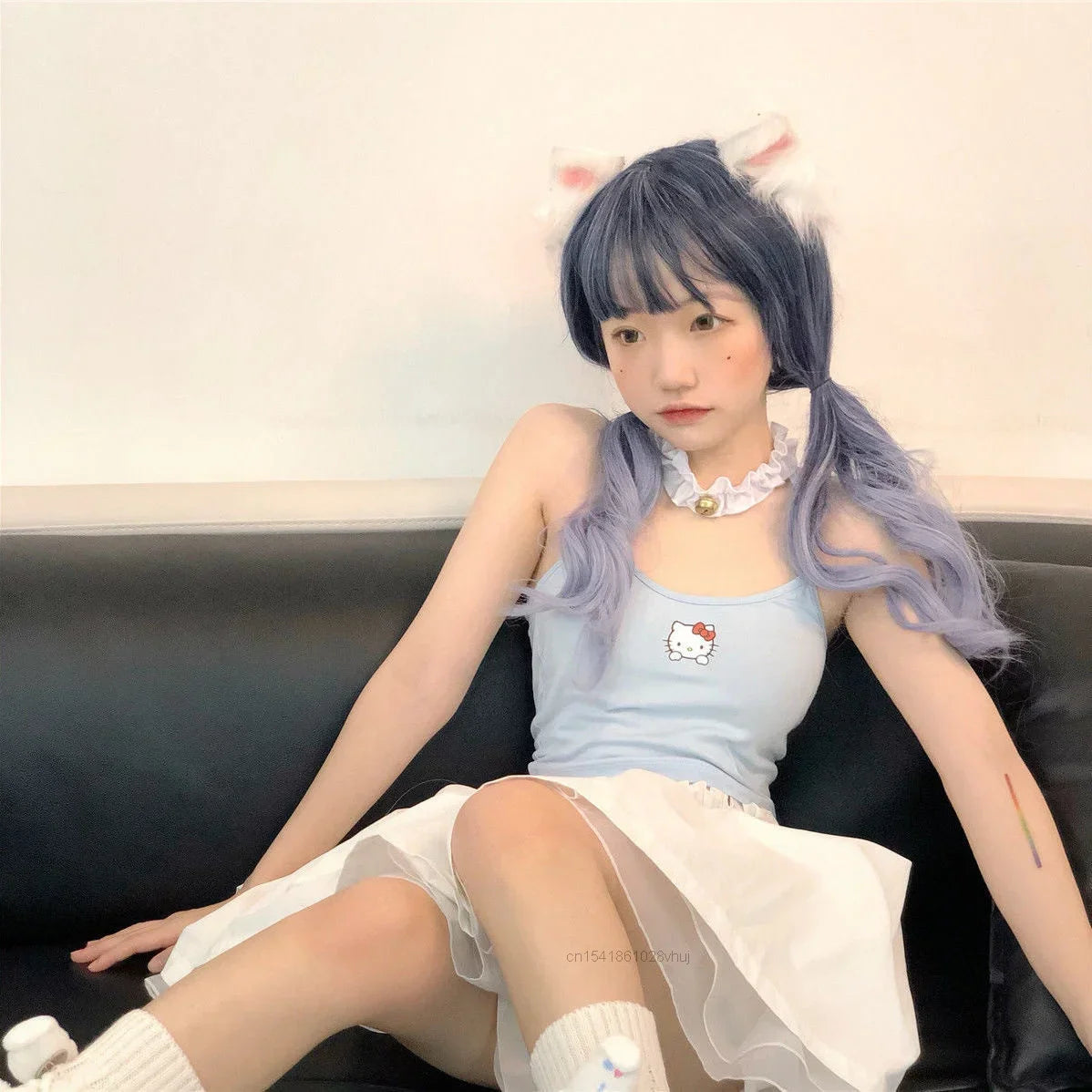 Sanrio Hello Kitty Y2K Aesthetic Crop Top - Kawaii 2000s Blouse Inspired by BTS and Bratz Fashion for Women 2022