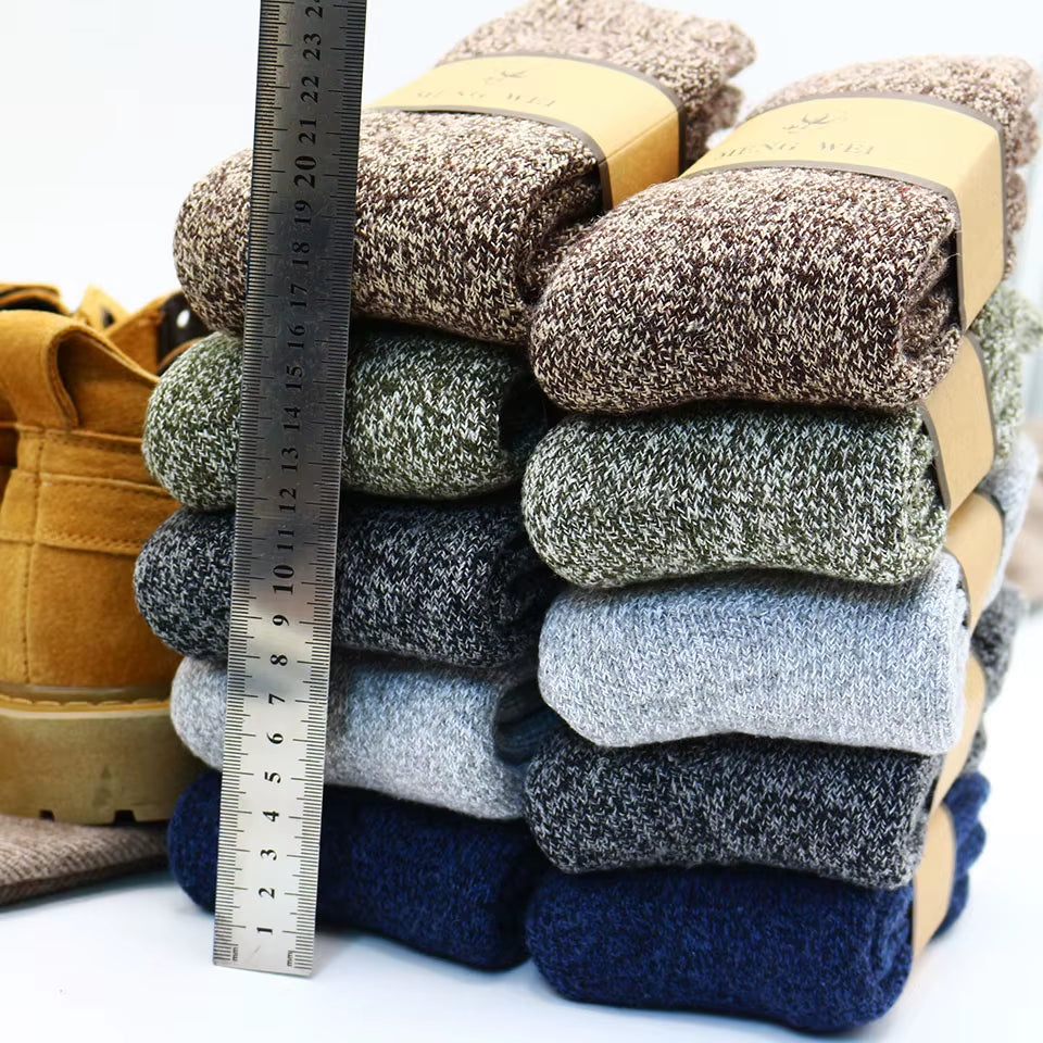 Men's Merino Wool Socks - Premium Quality, Thick and Warm, Retro Harajuku Style, Antifreeze Cashmere - Set of 3 Pairs