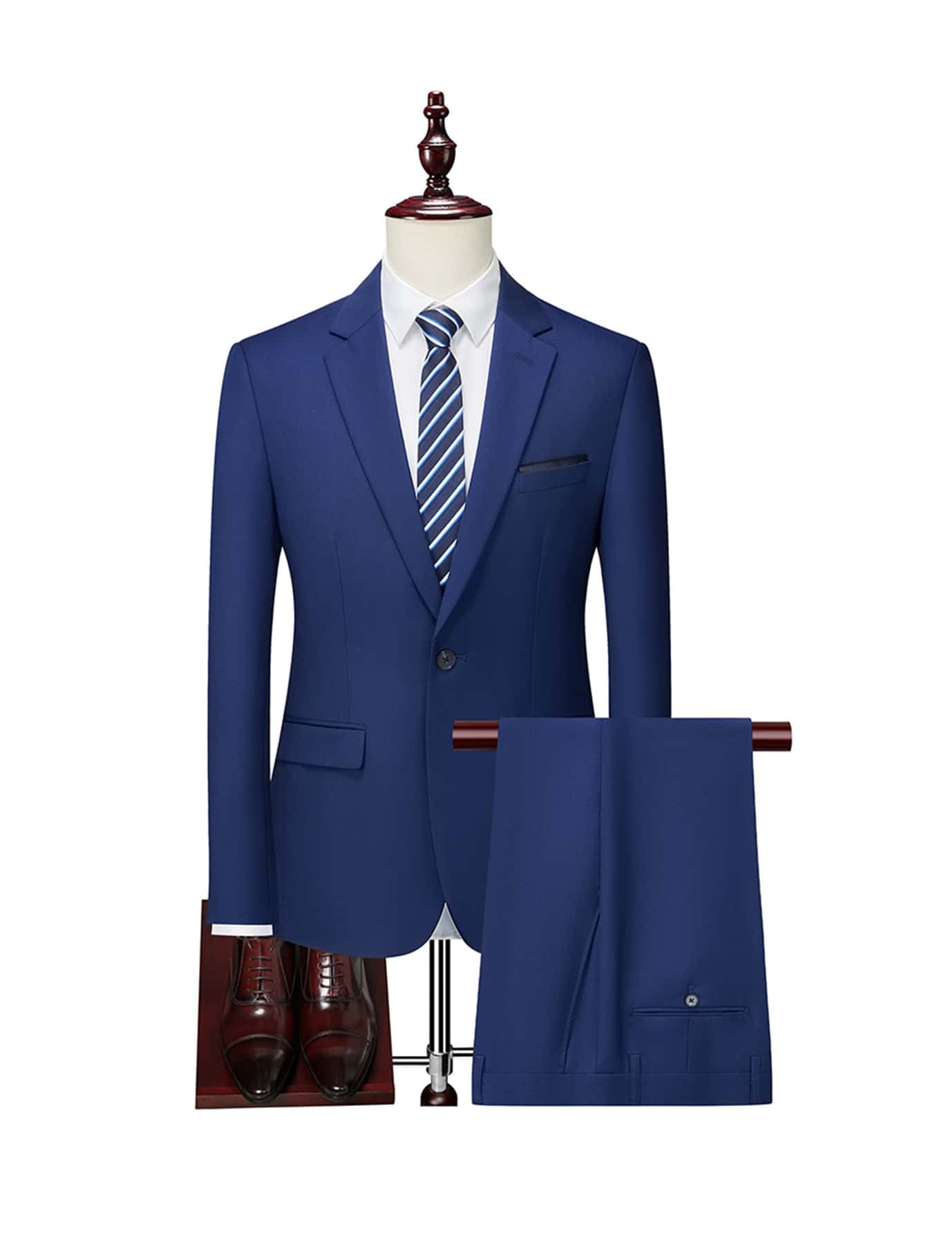Manfinity Mode Men 1Pc Single Button Blazer & 1Pc Suit Pants